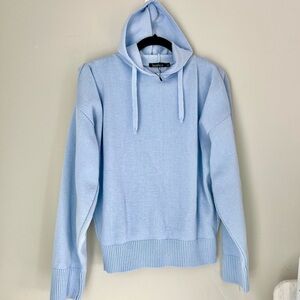 Boohoo Light Blue Sweater Hoodie Slightly Cropped Oversized Small
